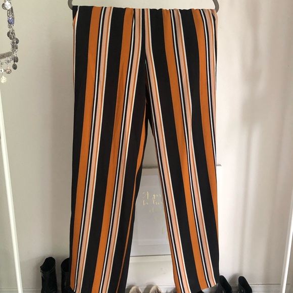 black and orange striped pants